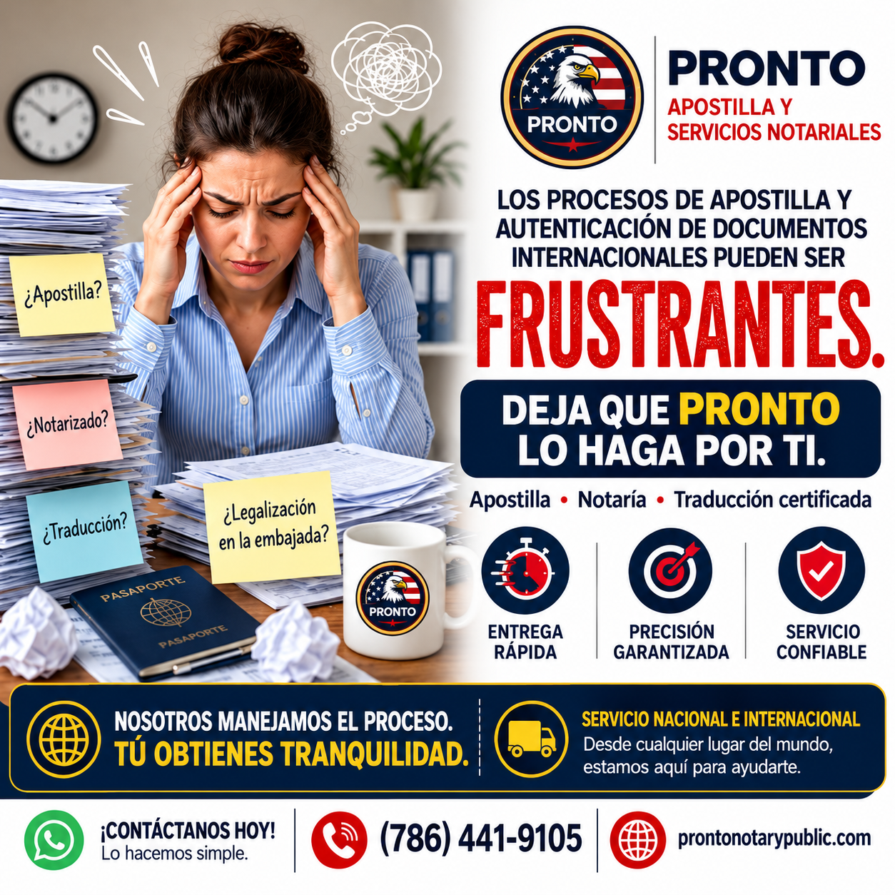 Guía en español de PRONTO sobre apostillas, notaría y traducciones certificadas